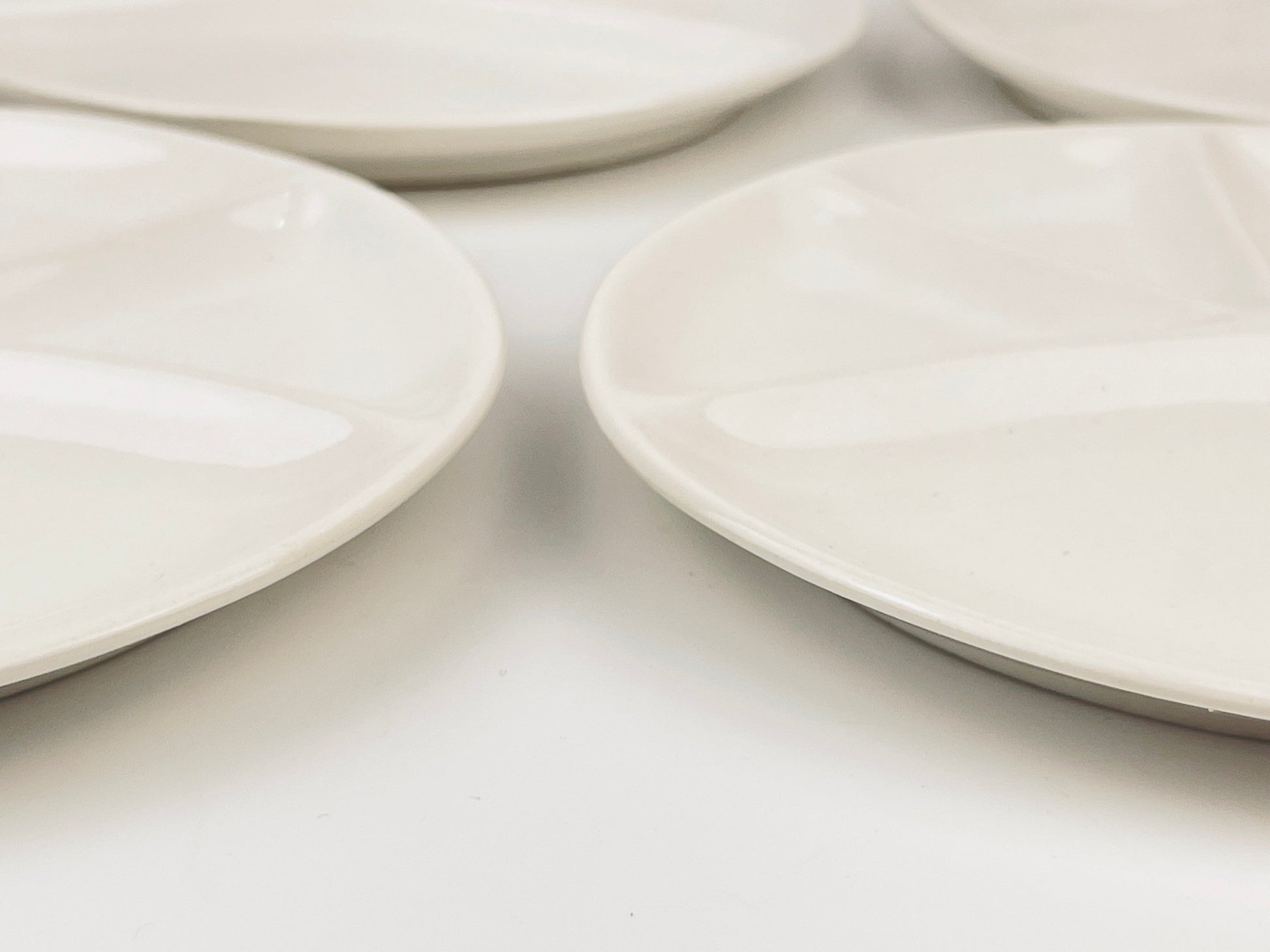 Product image for 'vintage 1970s white glazed ceramic fondue sushi plates set of 4' (view fb6cb2)
