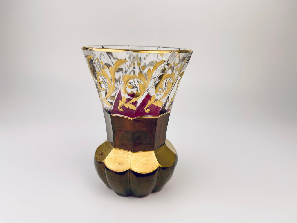 Product image for 'vintage ruby red gold glass bud vase hollywood regency vase' (view 8f92a2)