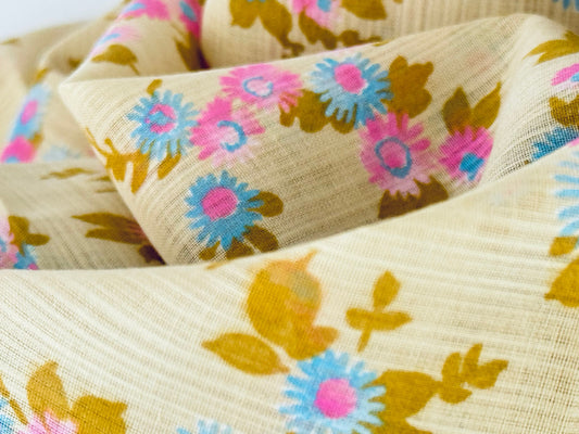Product image for 'vintage semi sheer beige blue pink floral fabric material sizes sold separately' (view d6199f)