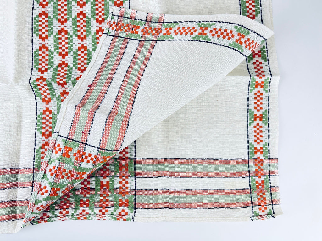 Product image for 'vintage embroidered geometric beige linen tea towel statement towel' (view c6a1c5)