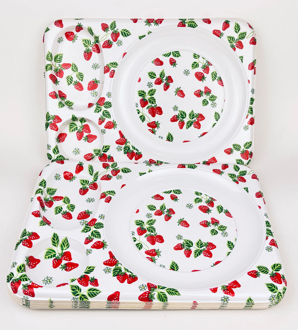 Product image for 'vintage strawberry fields tray retro picnic dining charm' (view cc8226)