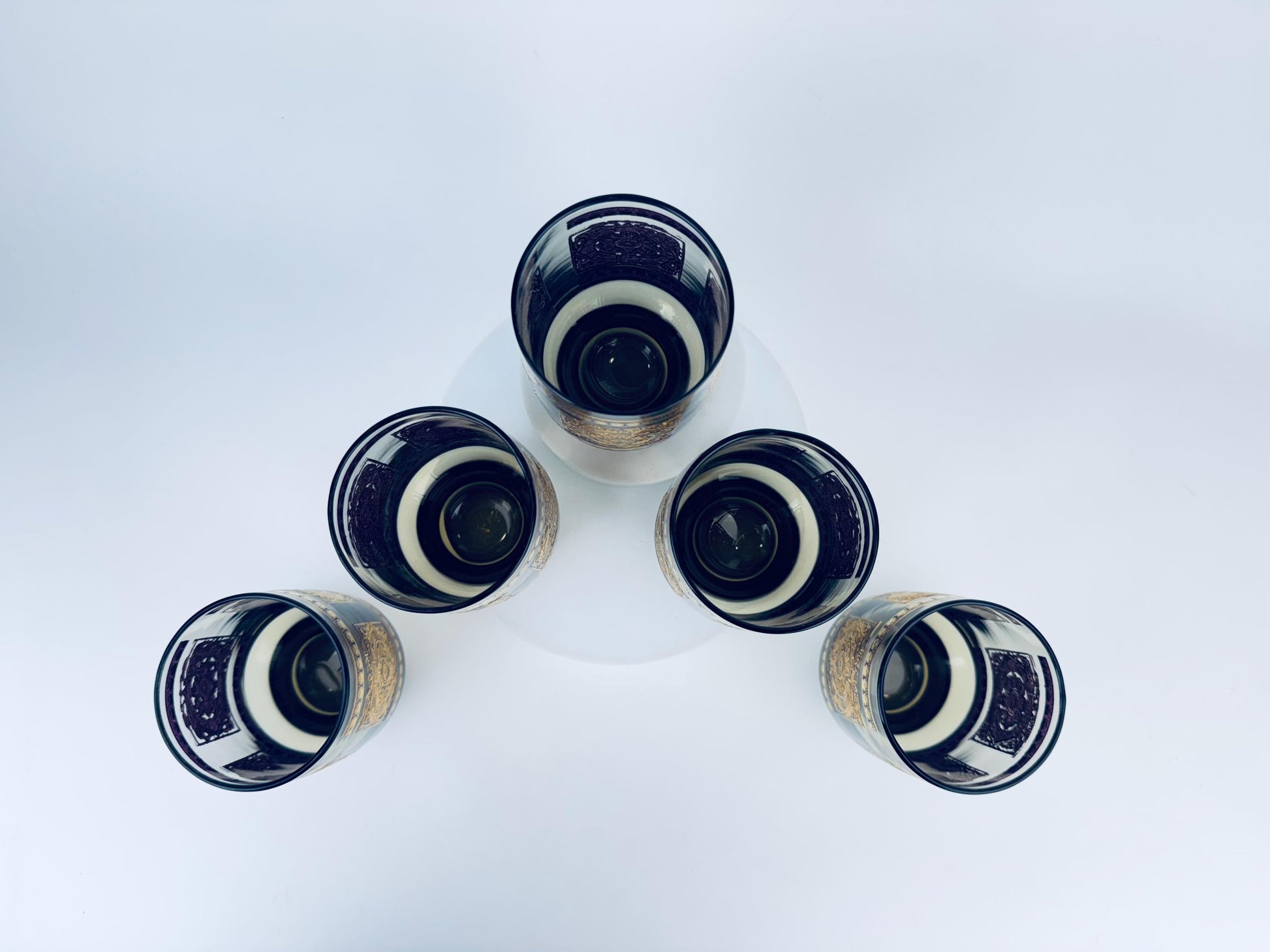 Product image for 'vintage libbey elcyda highball glasses 1960s amethyst gold barware set of five 5' (view fd18ba)