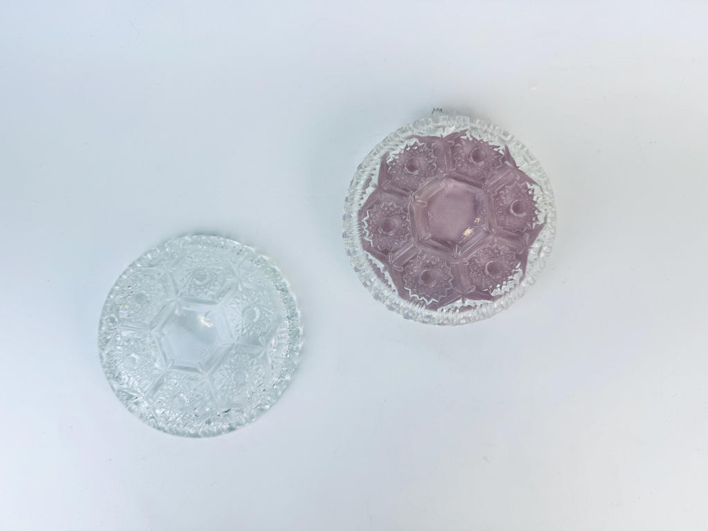 Product image for 'vintage clear glass ashtray trinket dishes set of 2 made in italy' (view fc2f22)