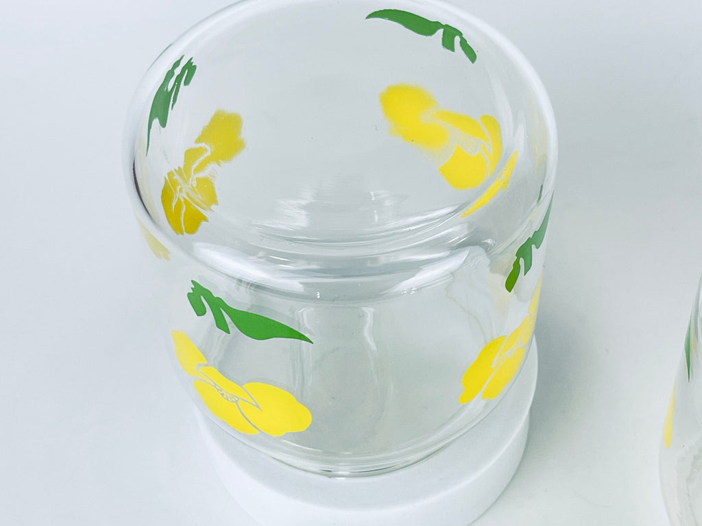 Product image for 'vintage yellow floral glass airtight container jar sold separately' (view 1c04ba)