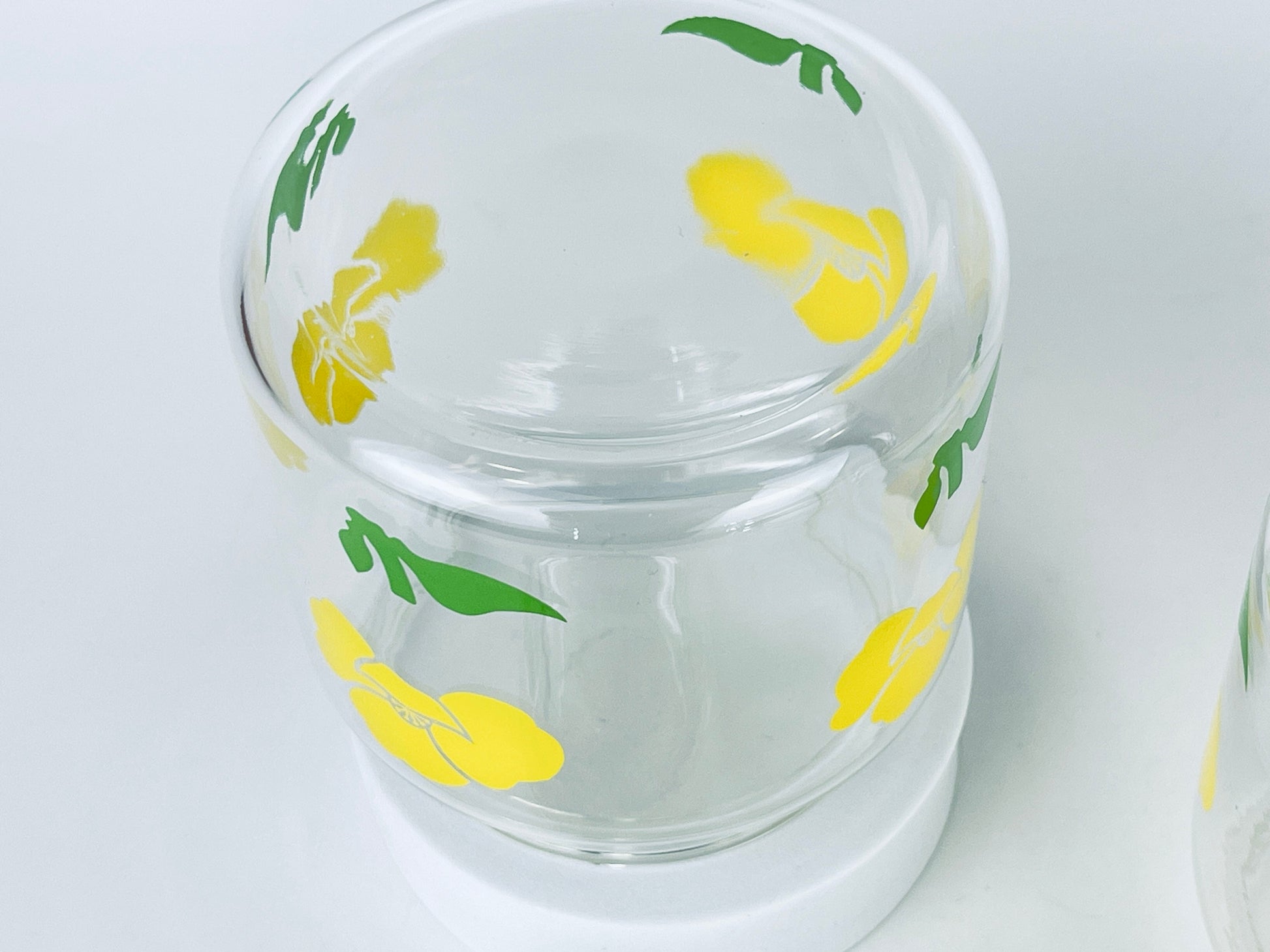 Product image for 'vintage yellow floral glass airtight container jar sold separately' (view 1c04ba)