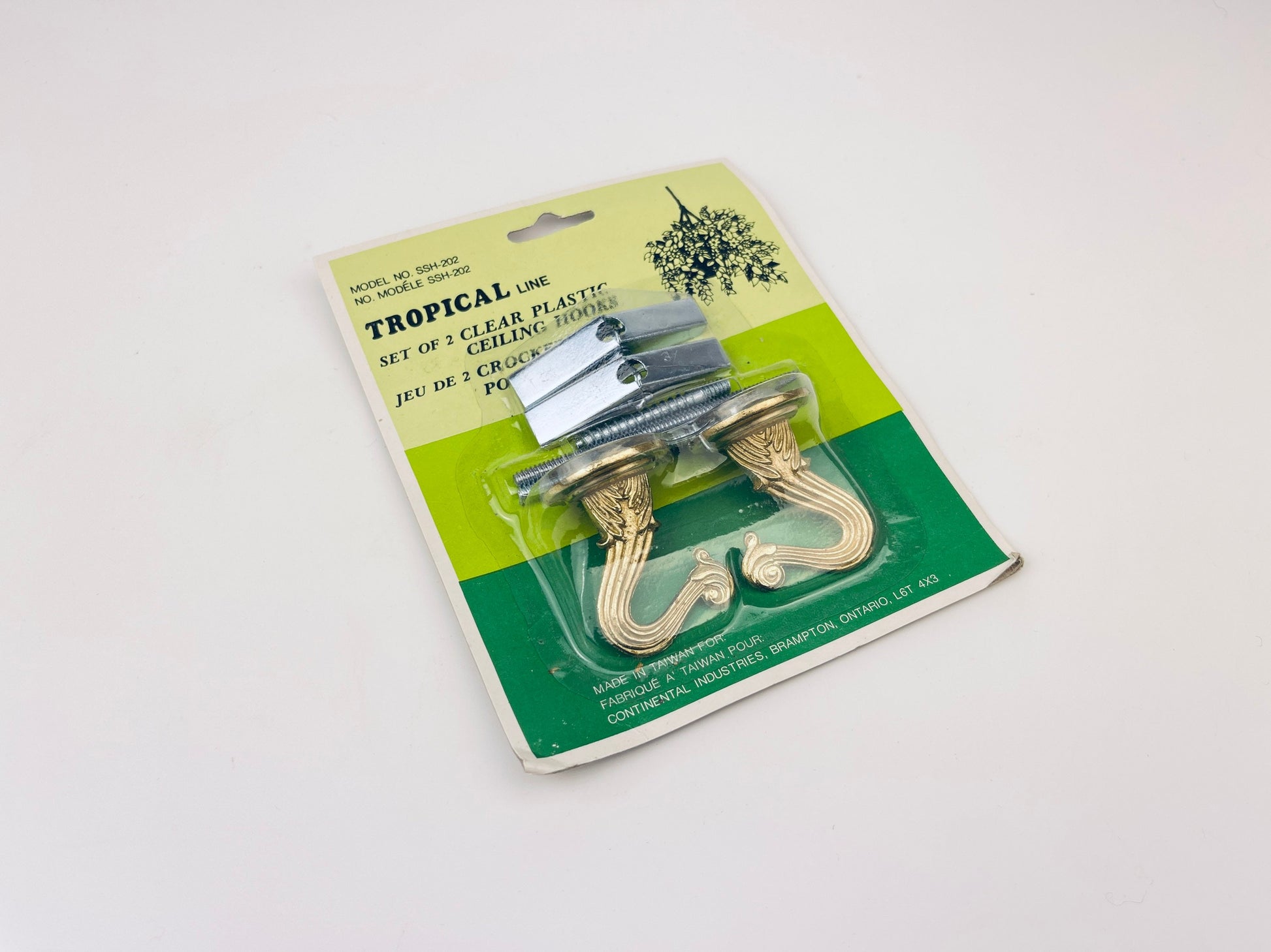 Product image for 'vintage brass ceiling plant hangers new old stock nos set of two 2' (view c3cc77)
