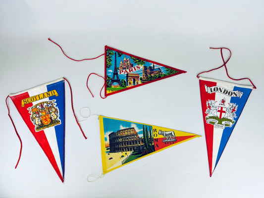Product image for 'vintage paris london scotland and roma small tapered pennant wall hanging sold separately' (view cbc8d6)