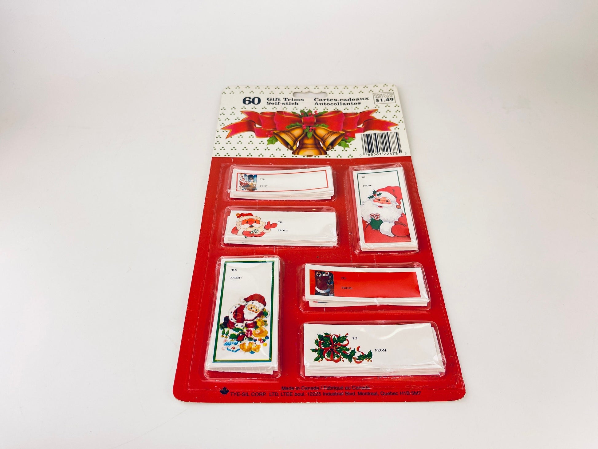 Product image for 'vintage christmas gift trims self stick gift tags set of sixty 60 made in canada new old stock nos' (view 574ab0)