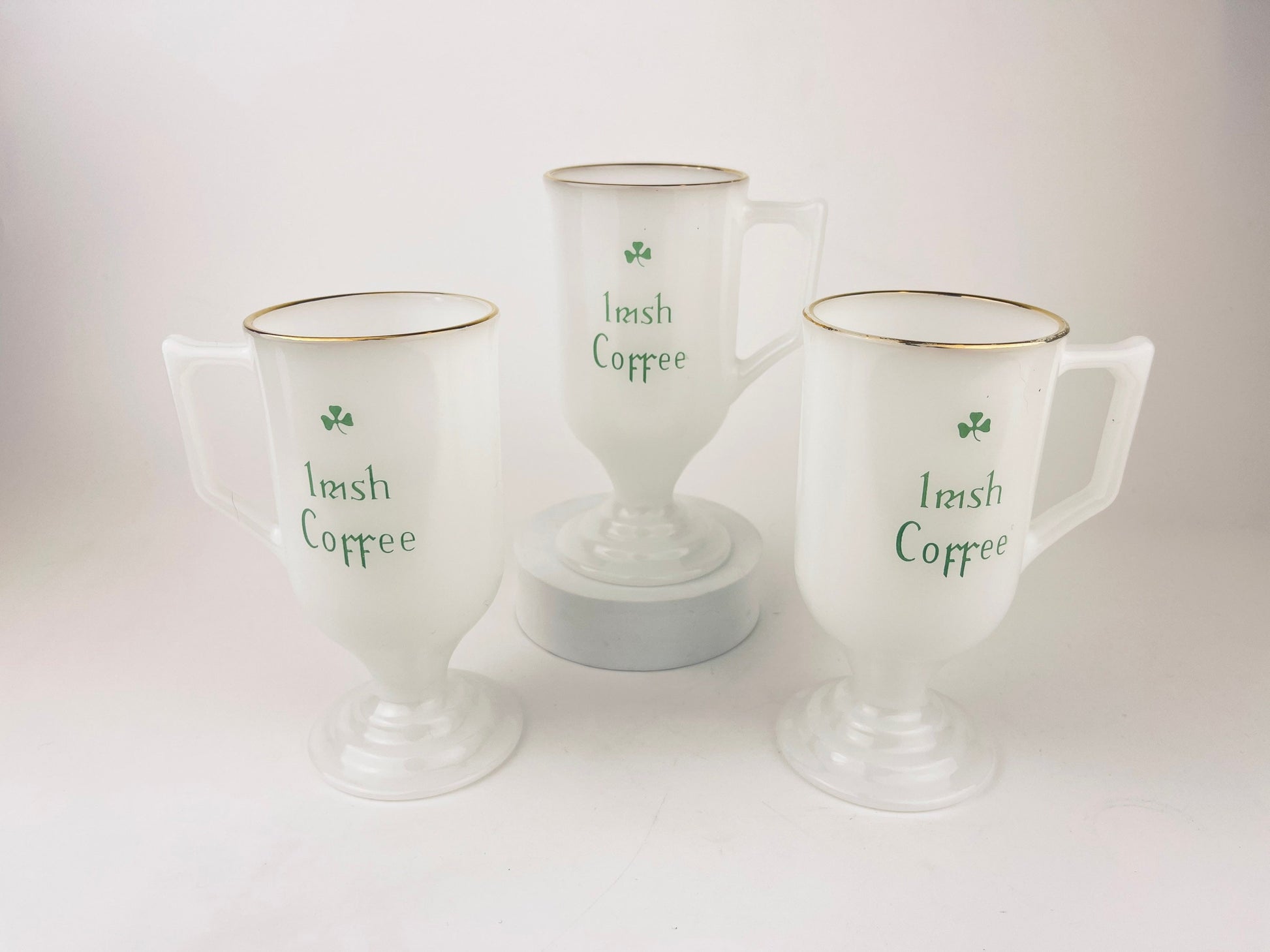Product image for 'vintage milk glass irish coffee pedestal mugs set of three 3' (view 6c41d4)
