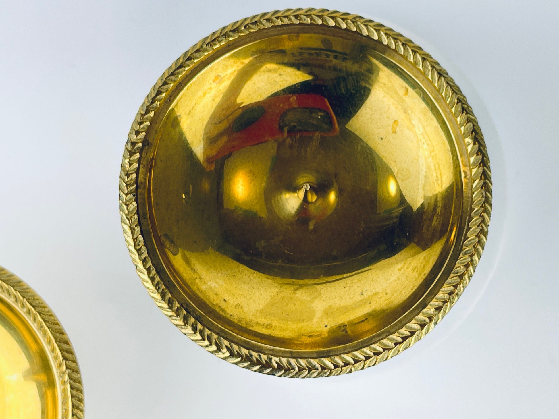 Product image for 'vintage brass pedestal spike candleholders set of 2 with etched rim' (view 391740)