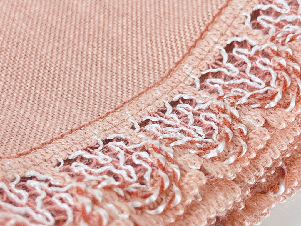 Product image for 'vintage light pink square tablecloth 30 x 31 made in western germany 100 polyacryl' (view a7caea)