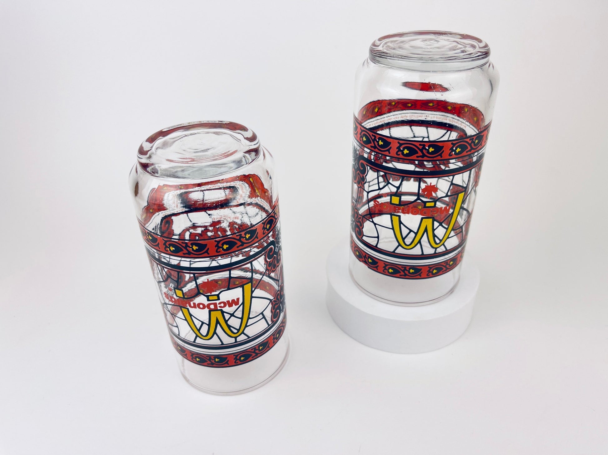 Product image for 'vintage coca cola mcdonalds canada stained glass water tumbler glasses sold individually' (view a5d578)