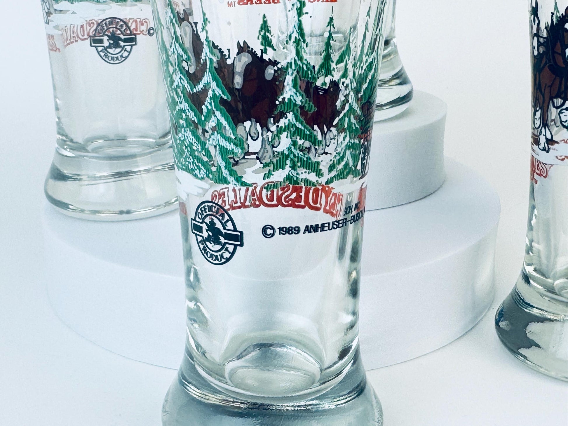 Product image for 'vintage budweiser clydesdale fluted beer glass set of four 4' (view cc9c49)