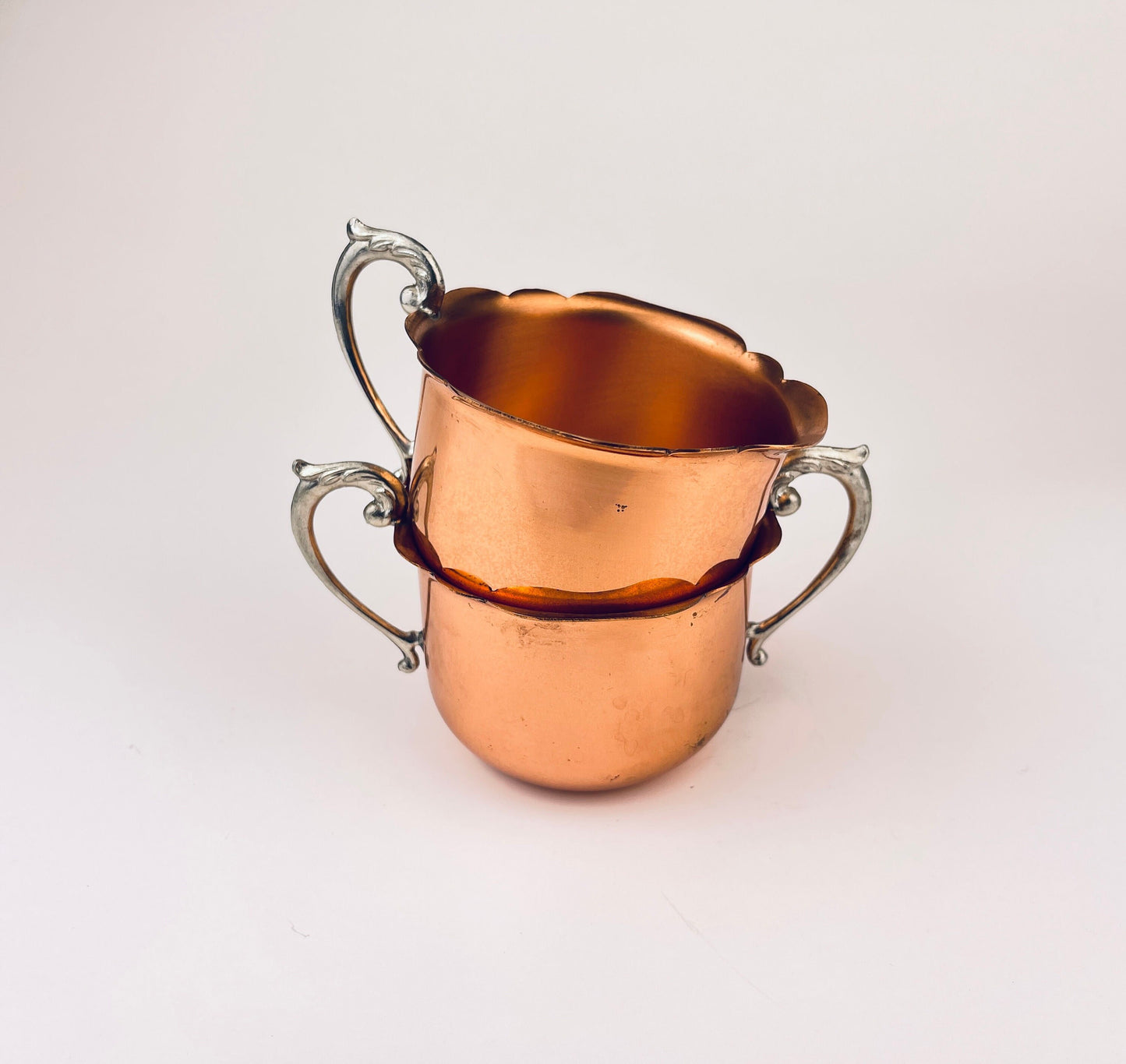 Product image for 'vintage copper cream sugar bowl set made by venetian copper silver handles' (view 3d9e55)