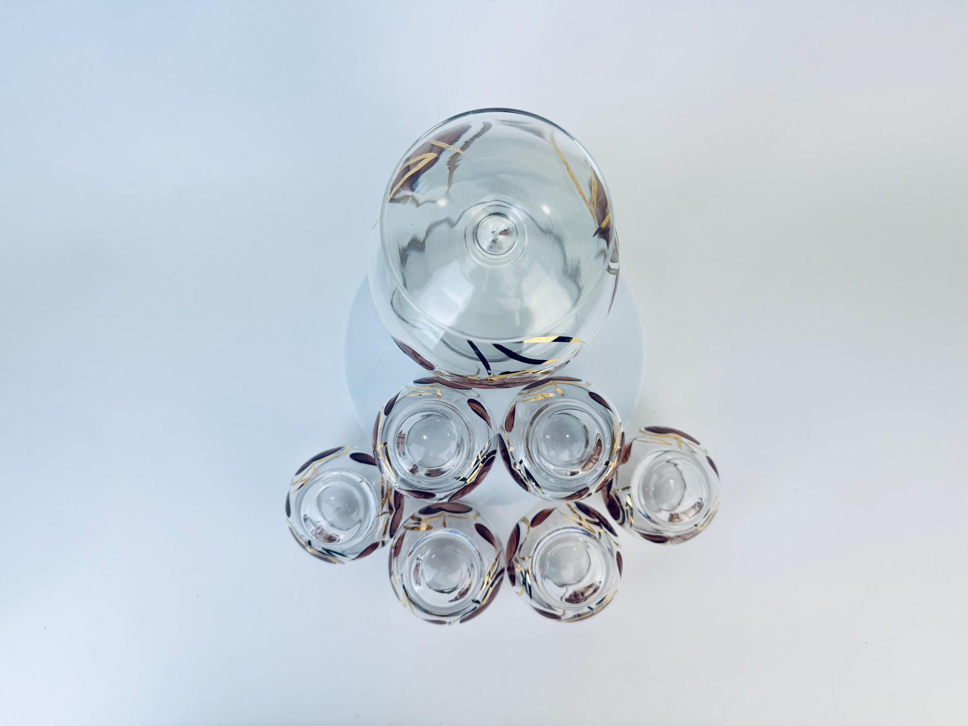 Product image for 'vintage enchant ware brandy snifter roly poly glass barware set made in canada' (view 112b2a)