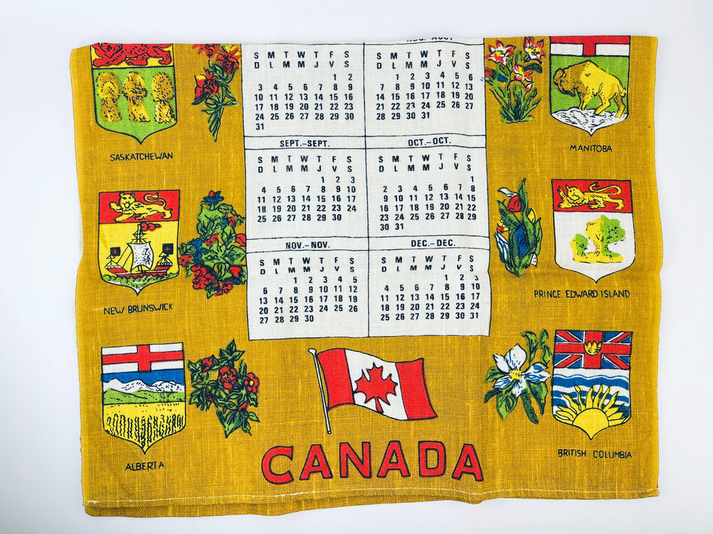 Product image for 'vintage 1977 canada coat of arms tea towel pristine linen calendar' (view 327cfa)