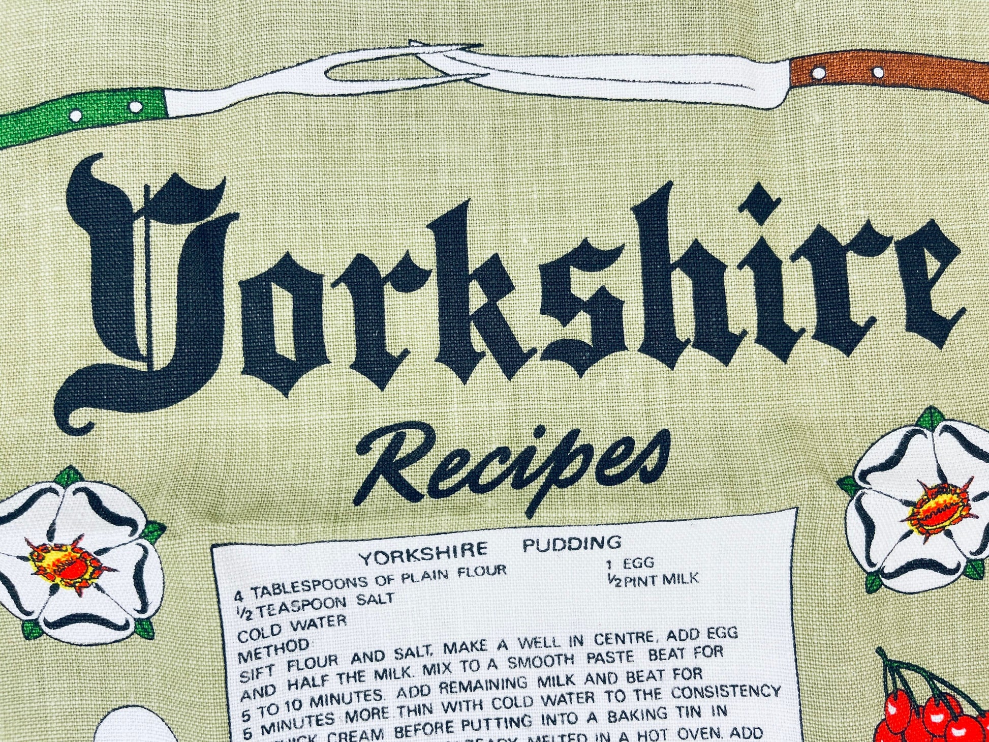 Product image for 'vintage yorkshire recipes tea towel irish linen kitchen art' (view f51862)