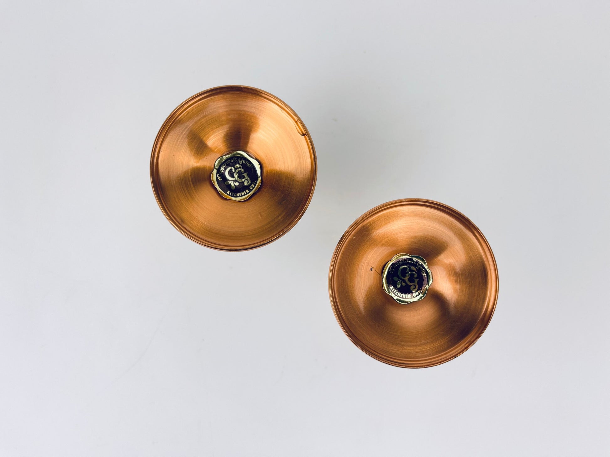 Product image for 'vintage copper brass candlestick holders attractive aged metal patina set of two 2 coppercraft guild' (view 964e27)