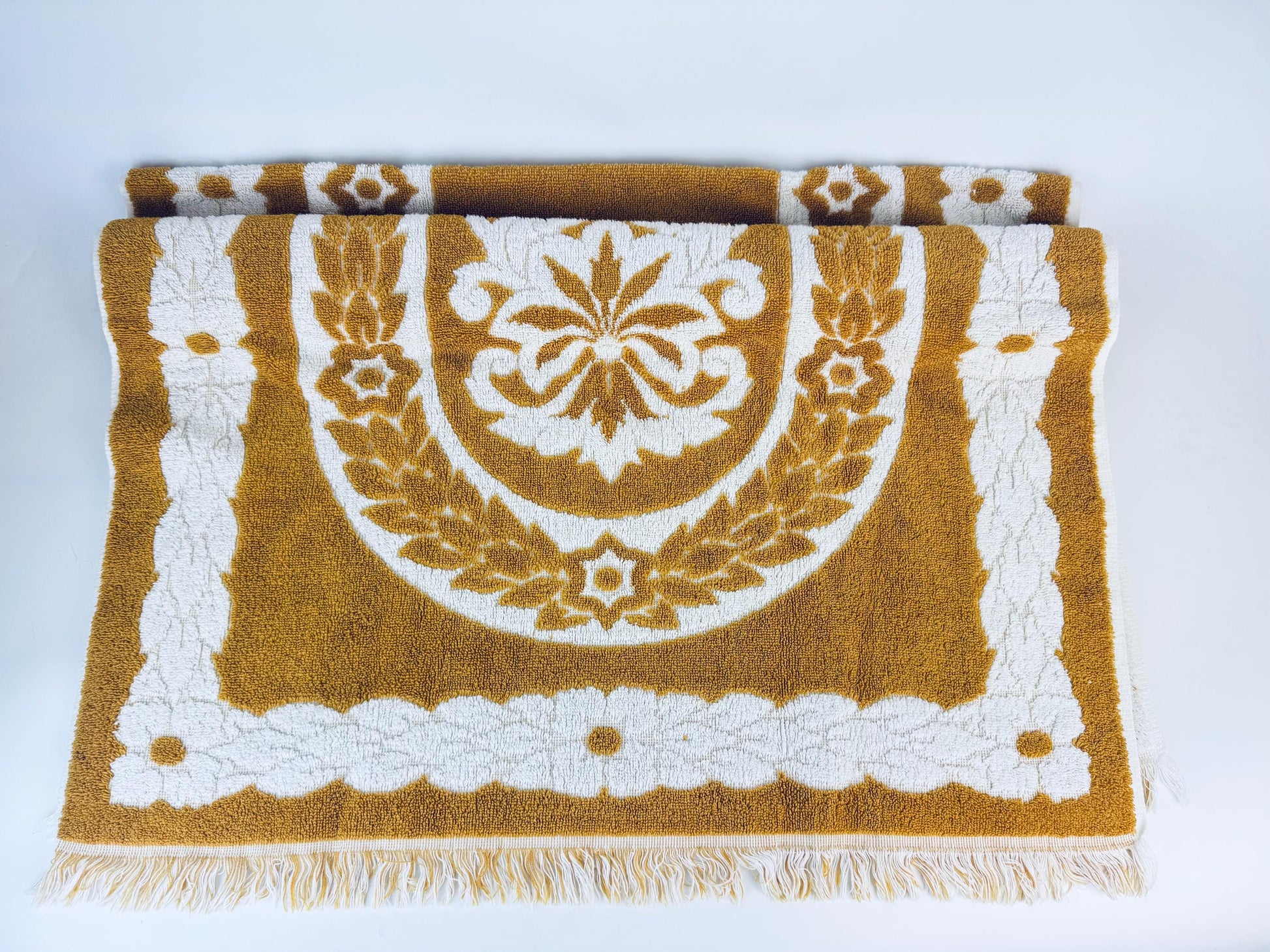 Product image for 'vintage fieldcrest gold beige floral towel set 100 cotton usa made' (view ba613a)