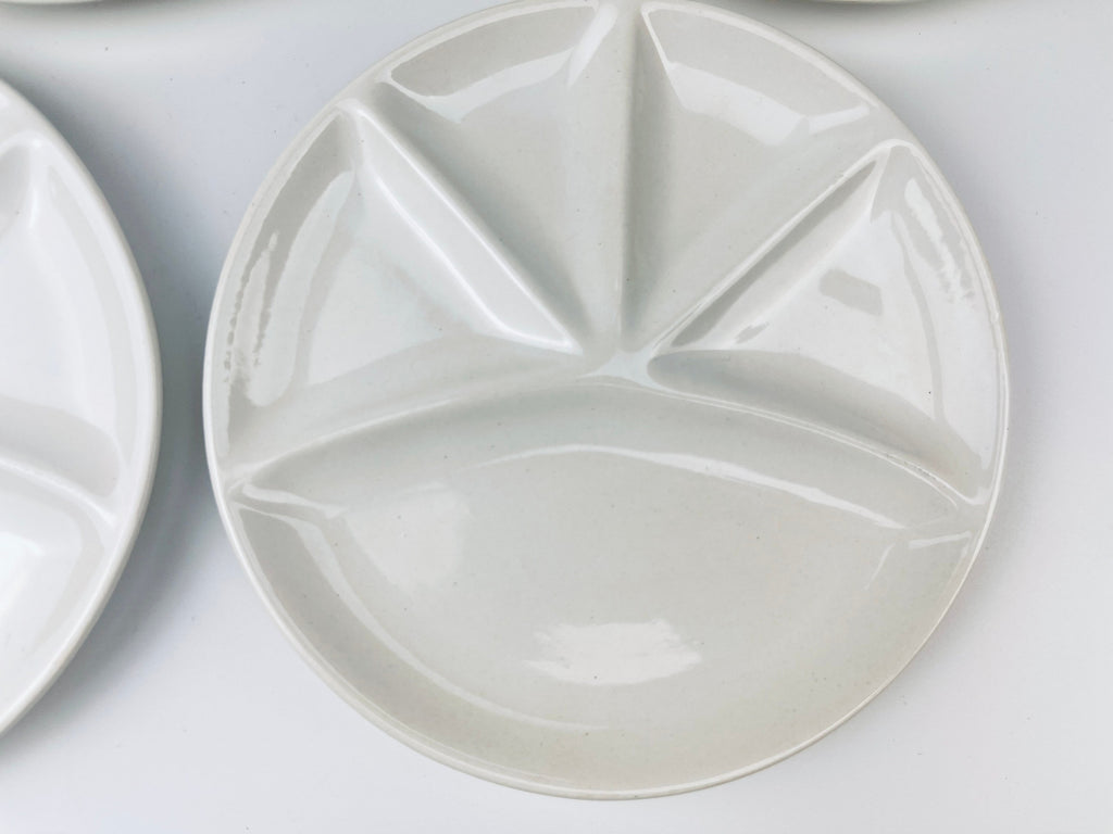 Product image for 'vintage 1970s white glazed ceramic fondue sushi plates set of 4' (view 8c1c1a)