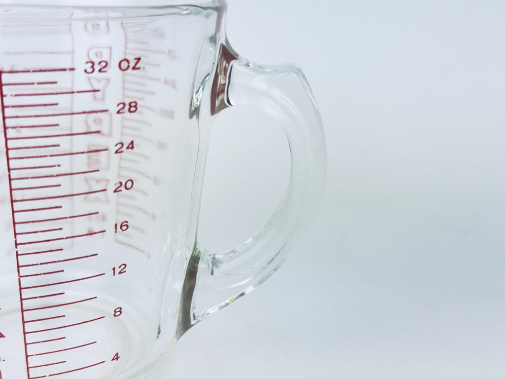 Product image for 'vintage red pyrex glass measuring cups metric imperial system made in usa sold separately' (view cf940e)