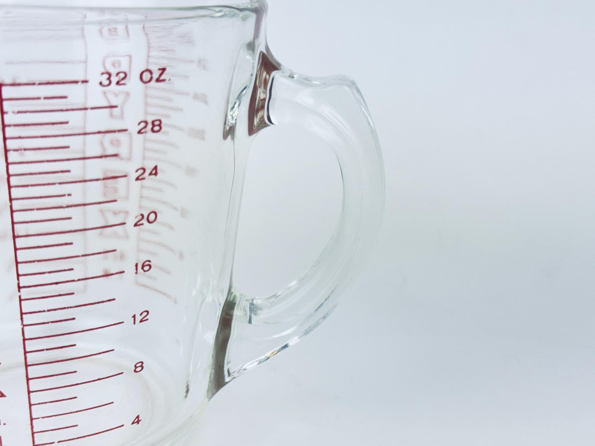 Product image for 'vintage red pyrex glass measuring cups metric imperial system made in usa sold separately' (view cf940e)