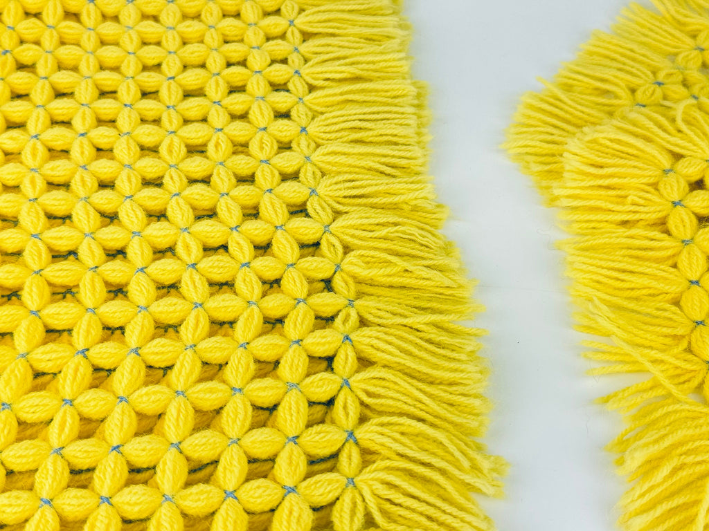 Product image for 'vintage yellow blue woven fringe table runner placemats' (view fd3c3d)