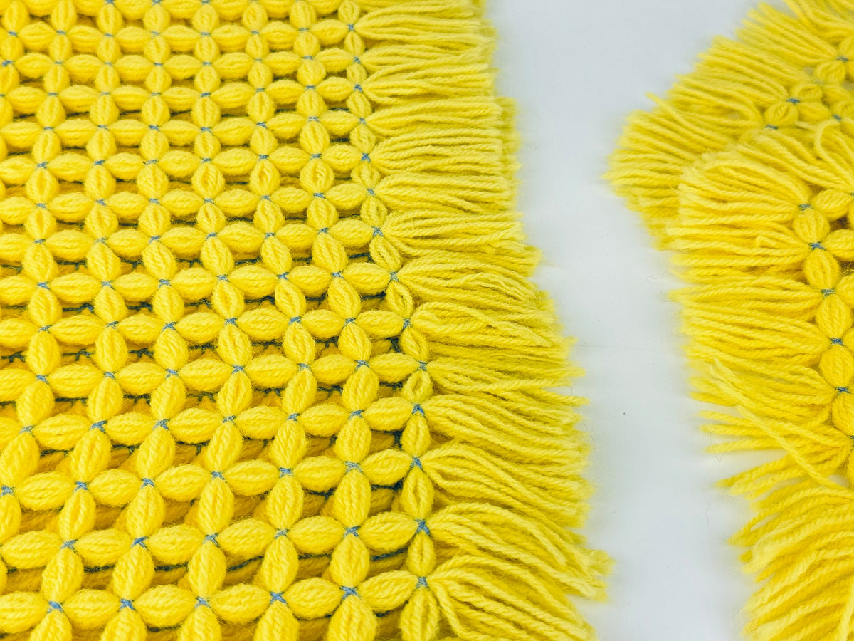 Product image for 'vintage yellow blue woven fringe table runner placemats' (view fd3c3d)