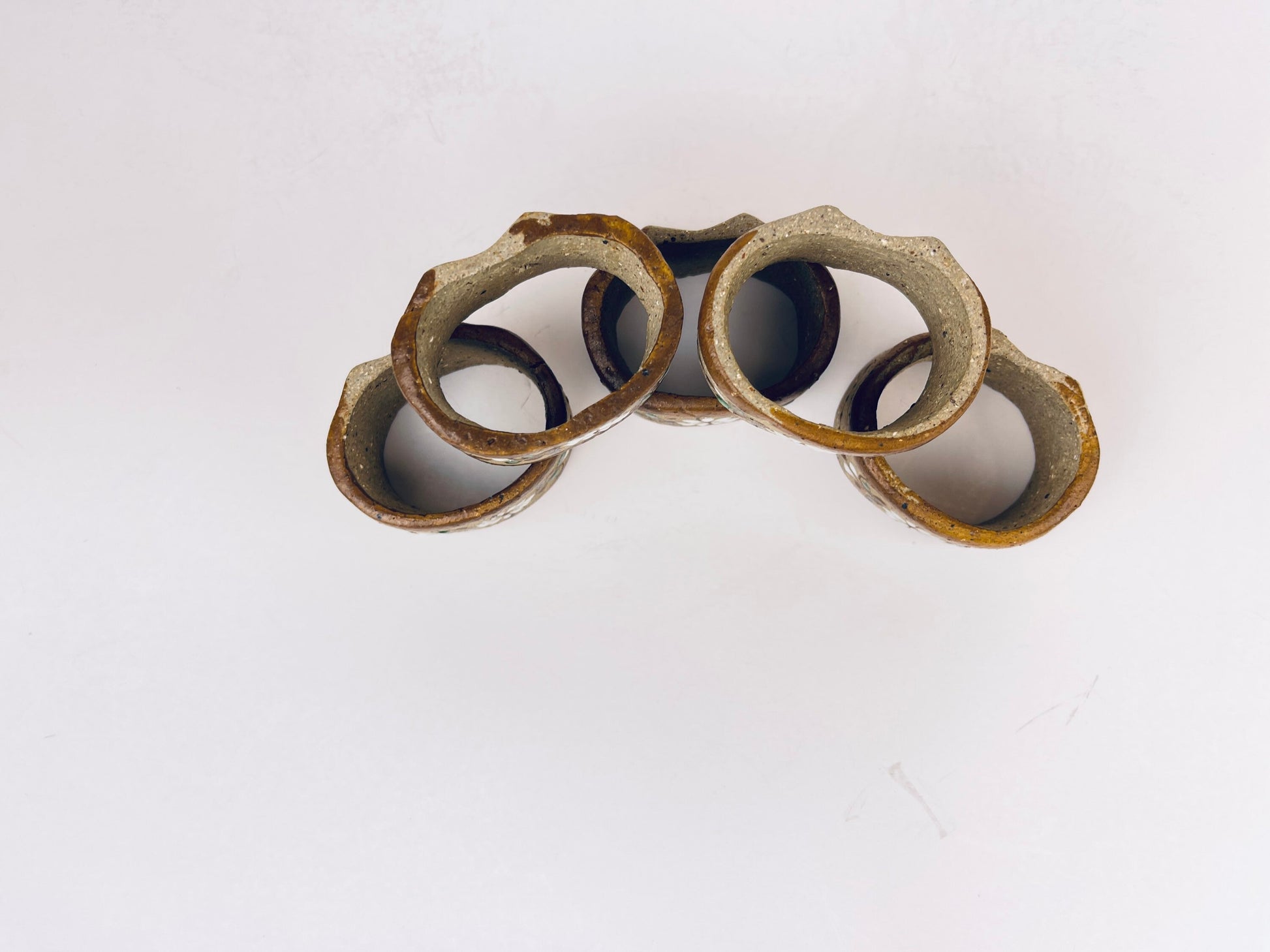 Product image for 'vintage hand painted boho concrete napkin ring holders set of five 5' (view bc6263)