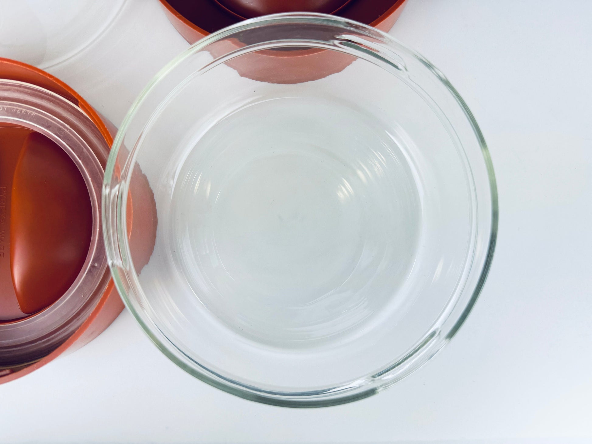 Product image for 'vintage pyrex burnt orange plastic lid glass jar containers made in usa sold separately' (view 27c77d)