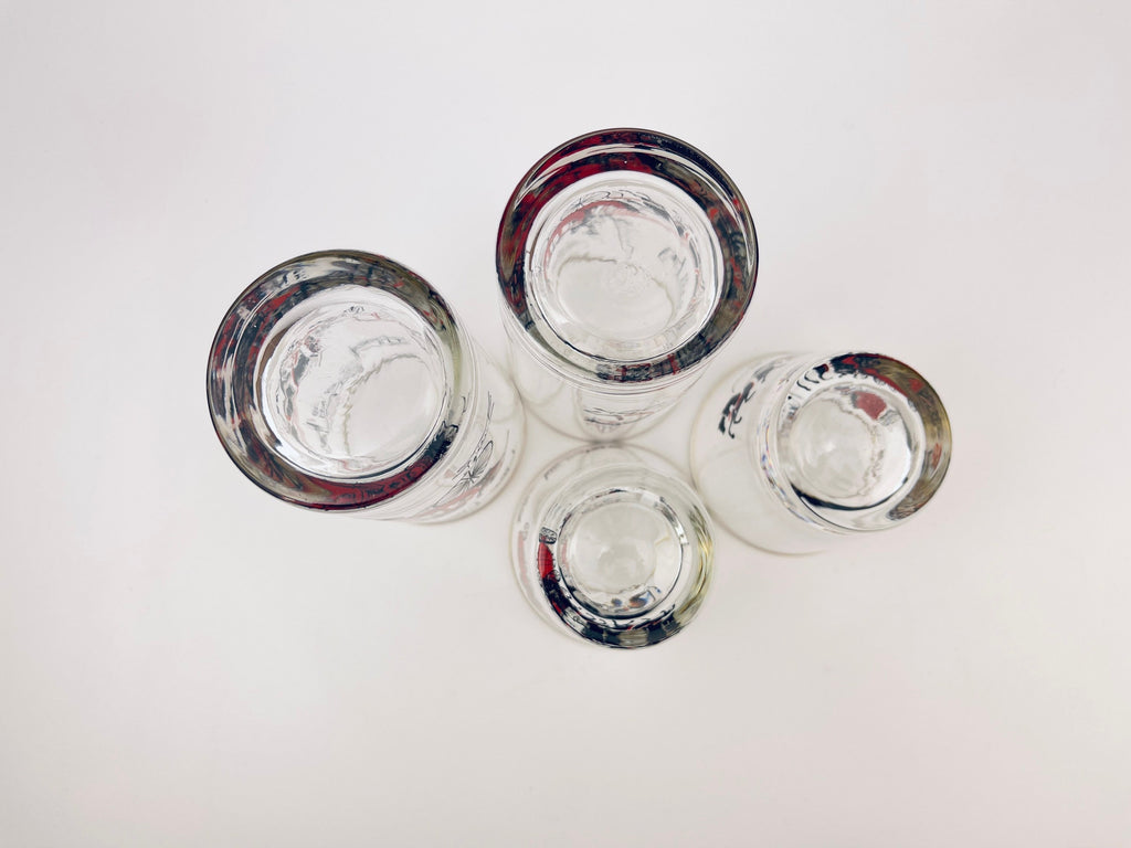 Product image for 'vintage winter stagecoach libbey drinking glasses highball lowball set of four 4 gold rimmed top' (view 240311)