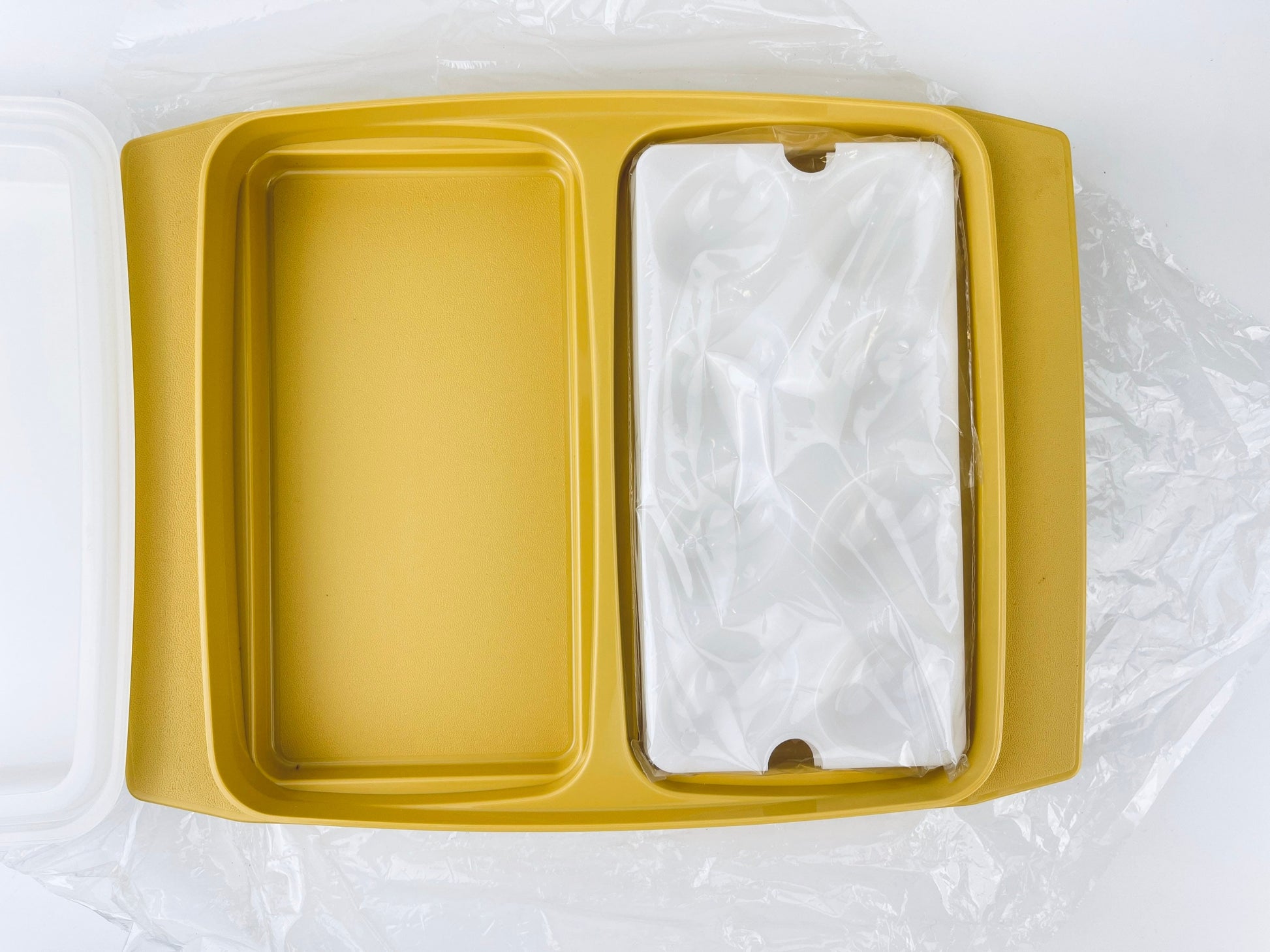 Product image for 'vintage tupperware divided container egg holder harvest gold made in canada new old stock nos' (view 934c4f)