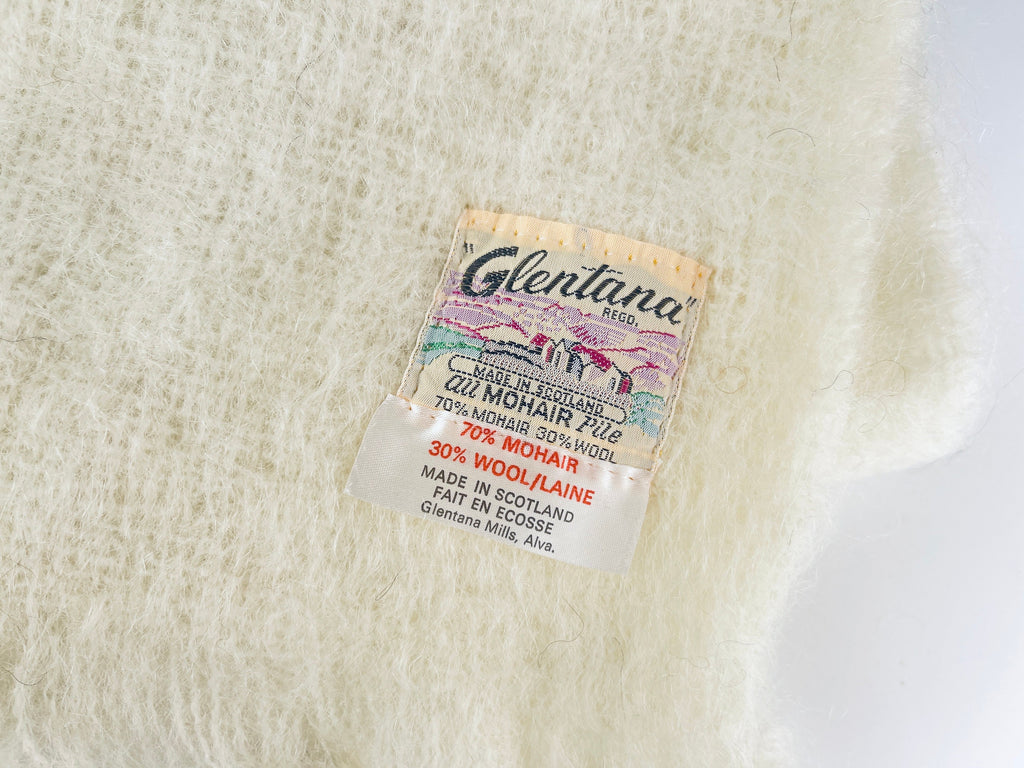 Product image for 'vintage glentana beige mohair wool plaid fringe scarf table runner made in scotland new old stock nos' (view 2d4bf9)