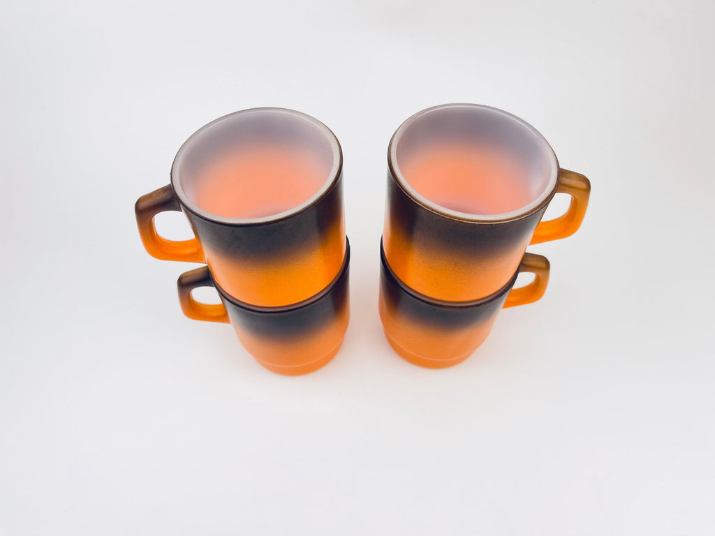 Product image for 'vintage anchor hocking fire king orange brown ombre milk glass mugs made in usa sold individually' (view e603e0)