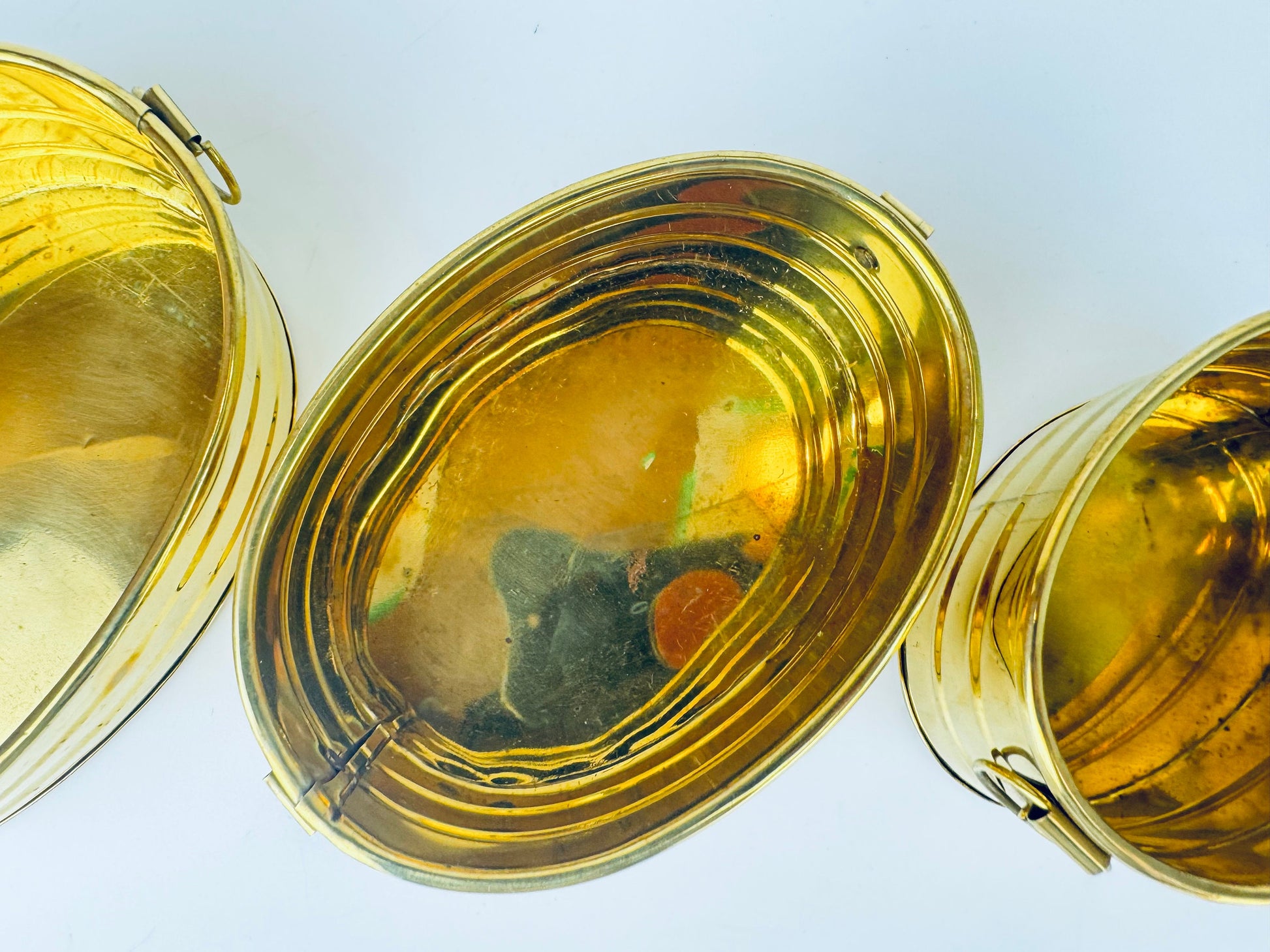 Product image for 'vintage brass oval handled indoor planters set of three 3' (view bcb4b4)