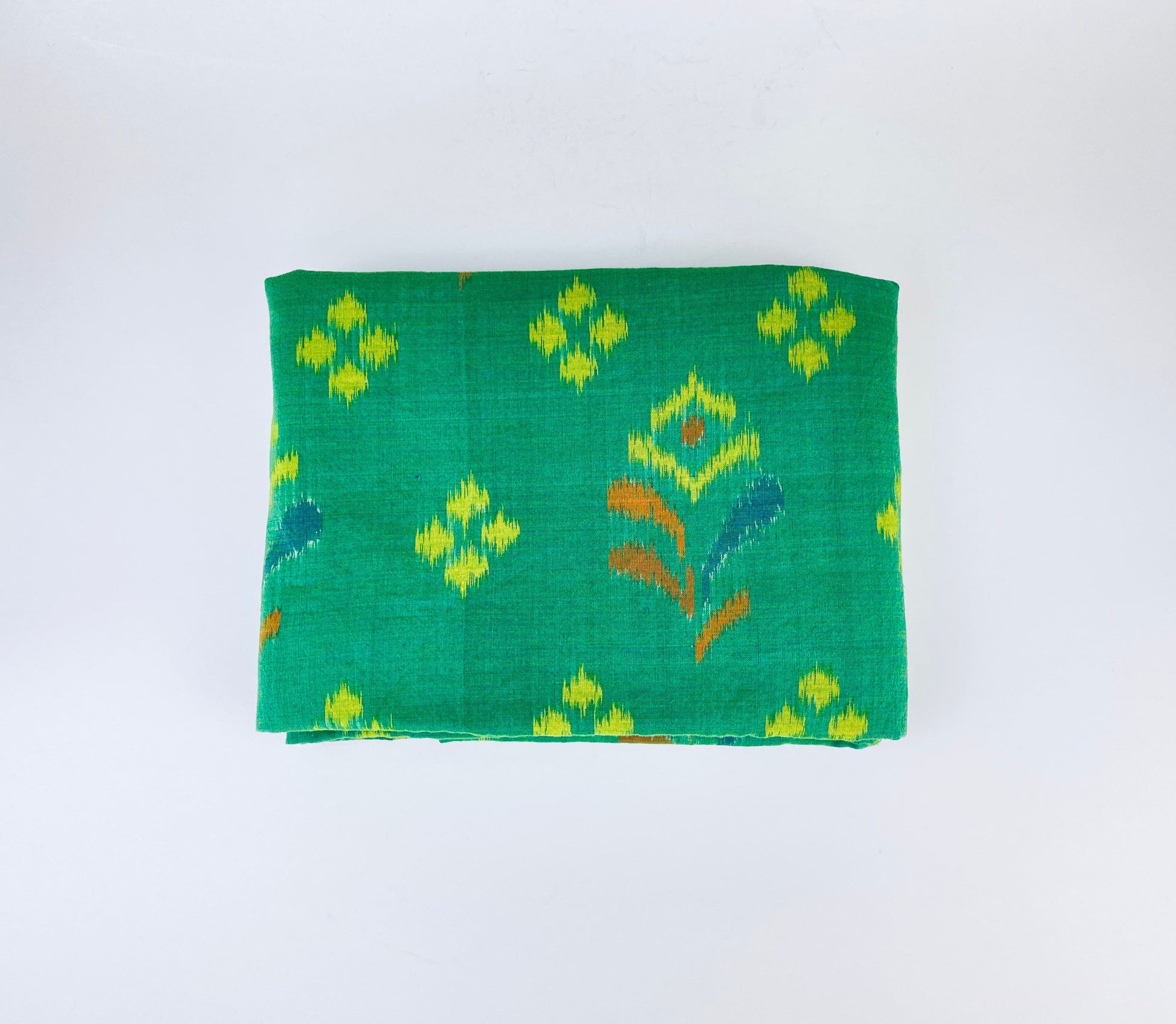 Product image for 'vintage green yellow brown geometric ikat cotton fabric 40 5 x 80' (view 41f80c)