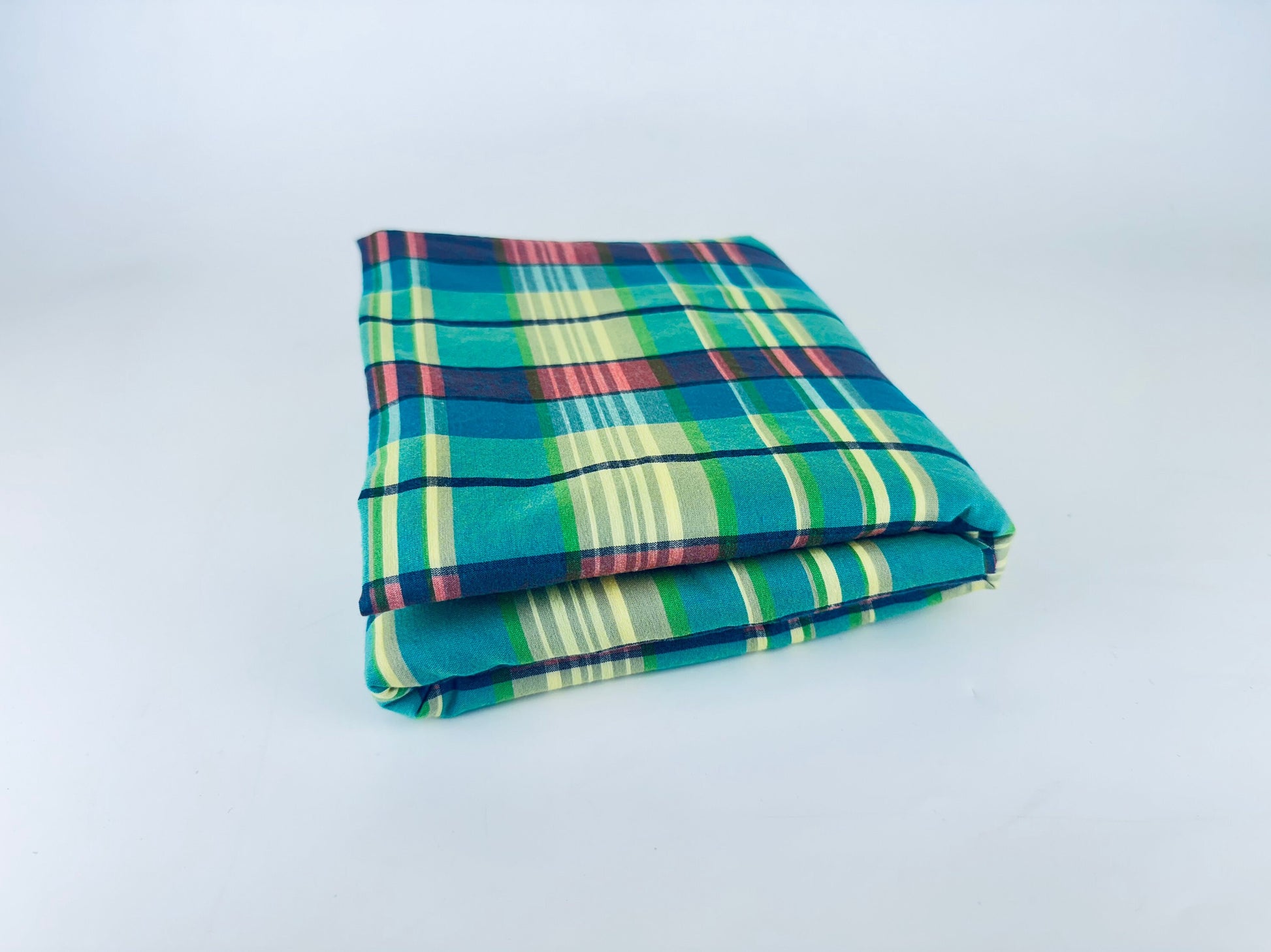 Product image for 'vintage green blue plaid fabric material 78 x 108' (view a94ddf)