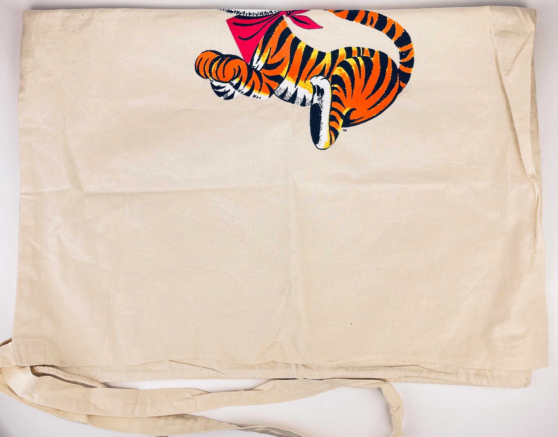 Product image for 'vintage tiger cartoon character linen blend laundry bag shoulder strap cinch closure' (view e1d410)