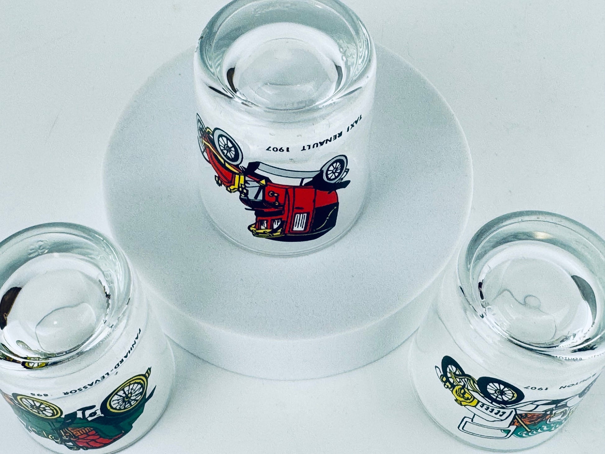 Product image for 'vintage antique car shot glasses set of three 3' (view 7c28dc)