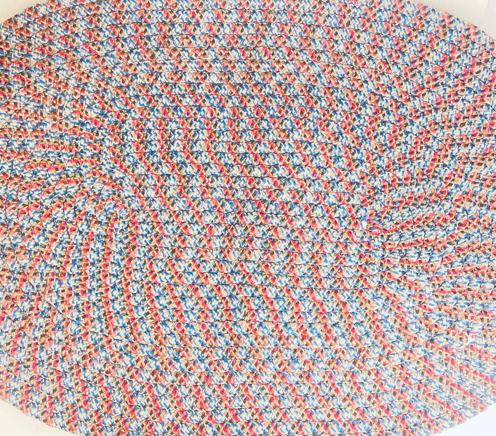 Product image for 'vintage woven acrylic oval rug handcrafted braided entryway mat' (view 27c581)
