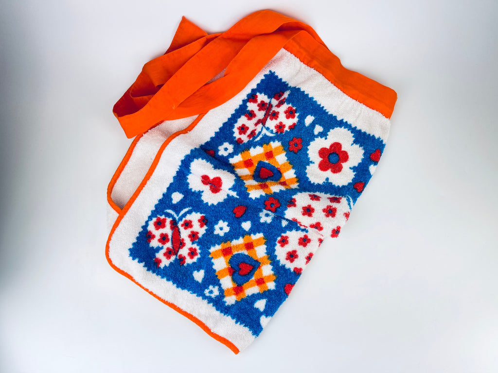 Product image for 'vintage butterfly flower power terry towel waist apron orange trim' (view 8846f2)