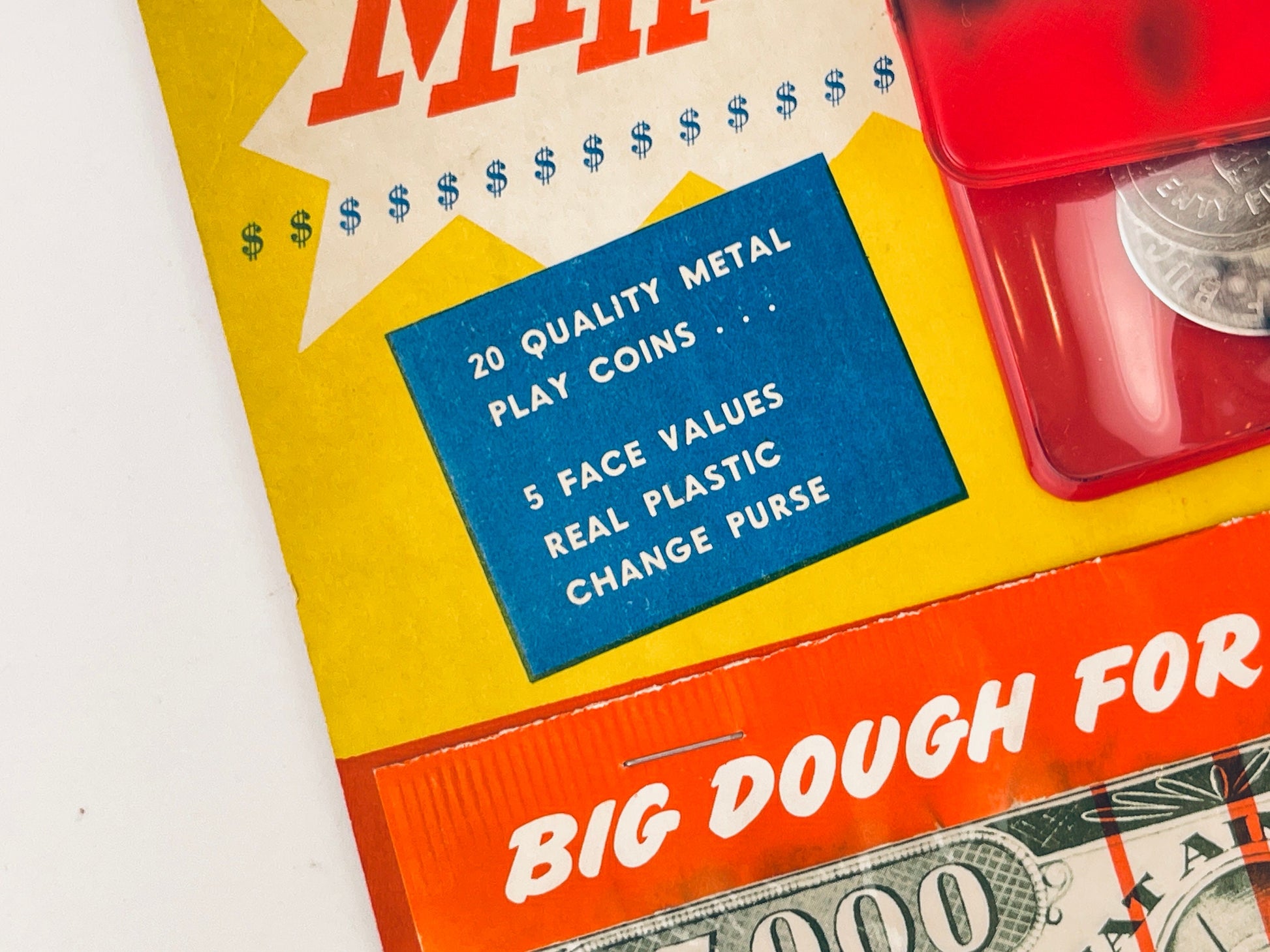 Product image for 'vintage mint o money play pretend money big dough for small fry made in usa new old stock nos' (view f02447)