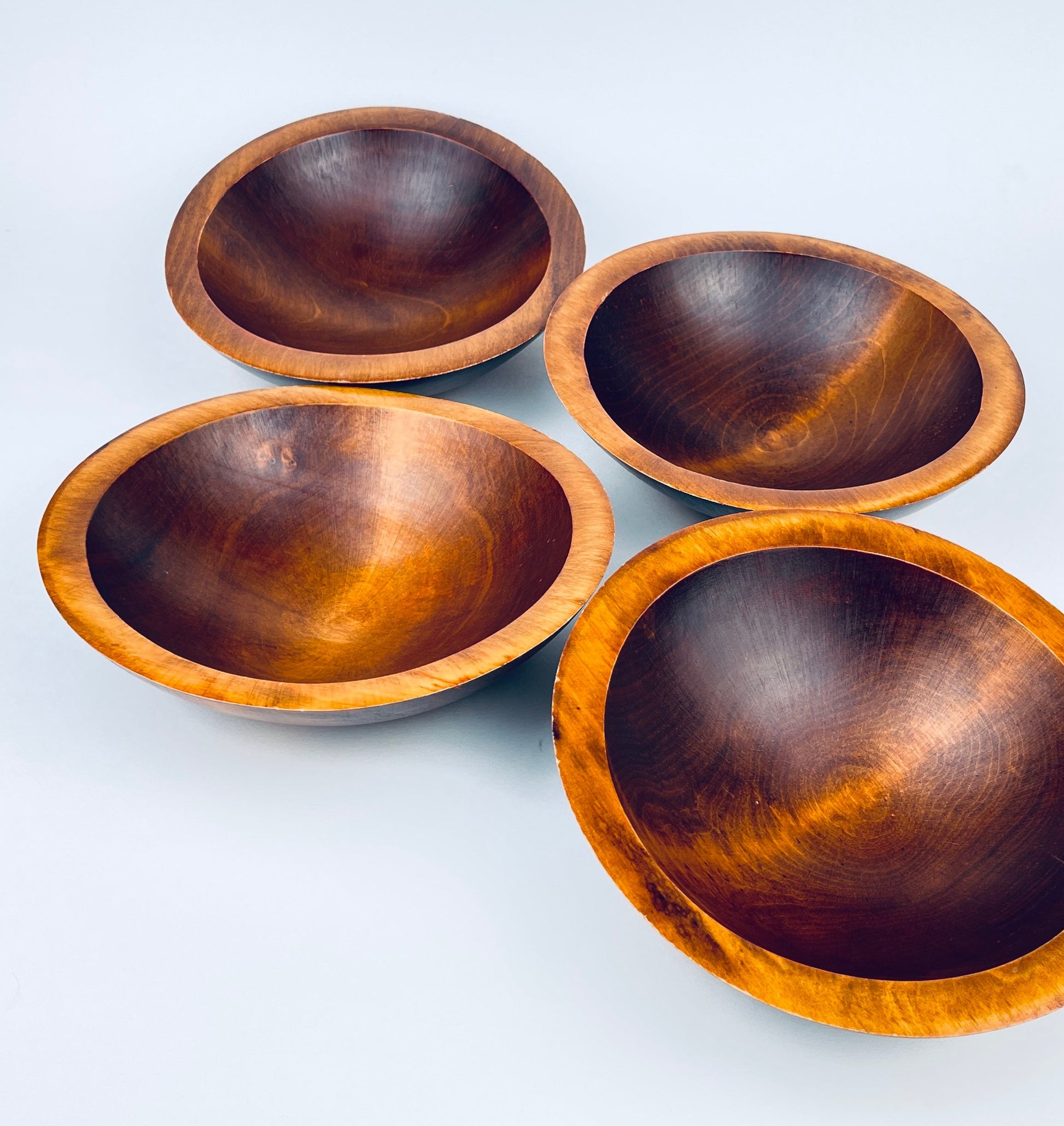 Product image for 'vintage oval wood salad bowls baribocraft canada set of four 4' (view 643e11)