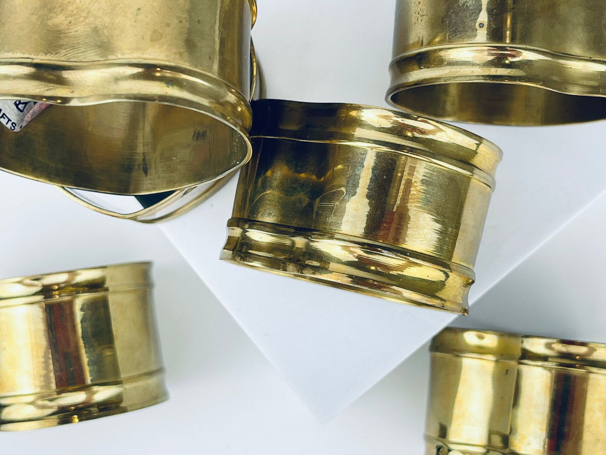 Product image for 'vintage brass heart shaped napkin ring holders set of six 6 attractive aged patina' (view a6fbe7)