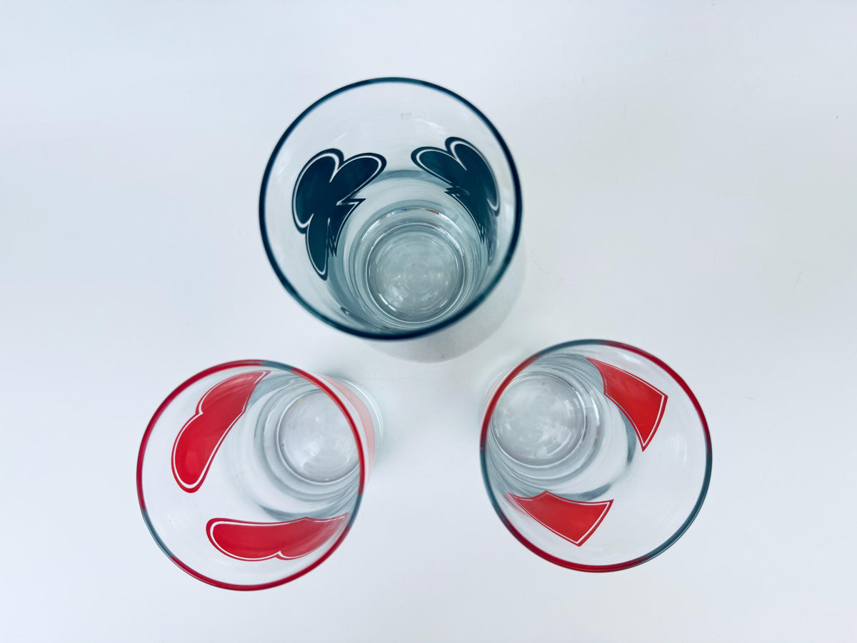 Product image for 'vintage red black playing cards drinking glasses set of three 3 club diamond heart design' (view a9f492)