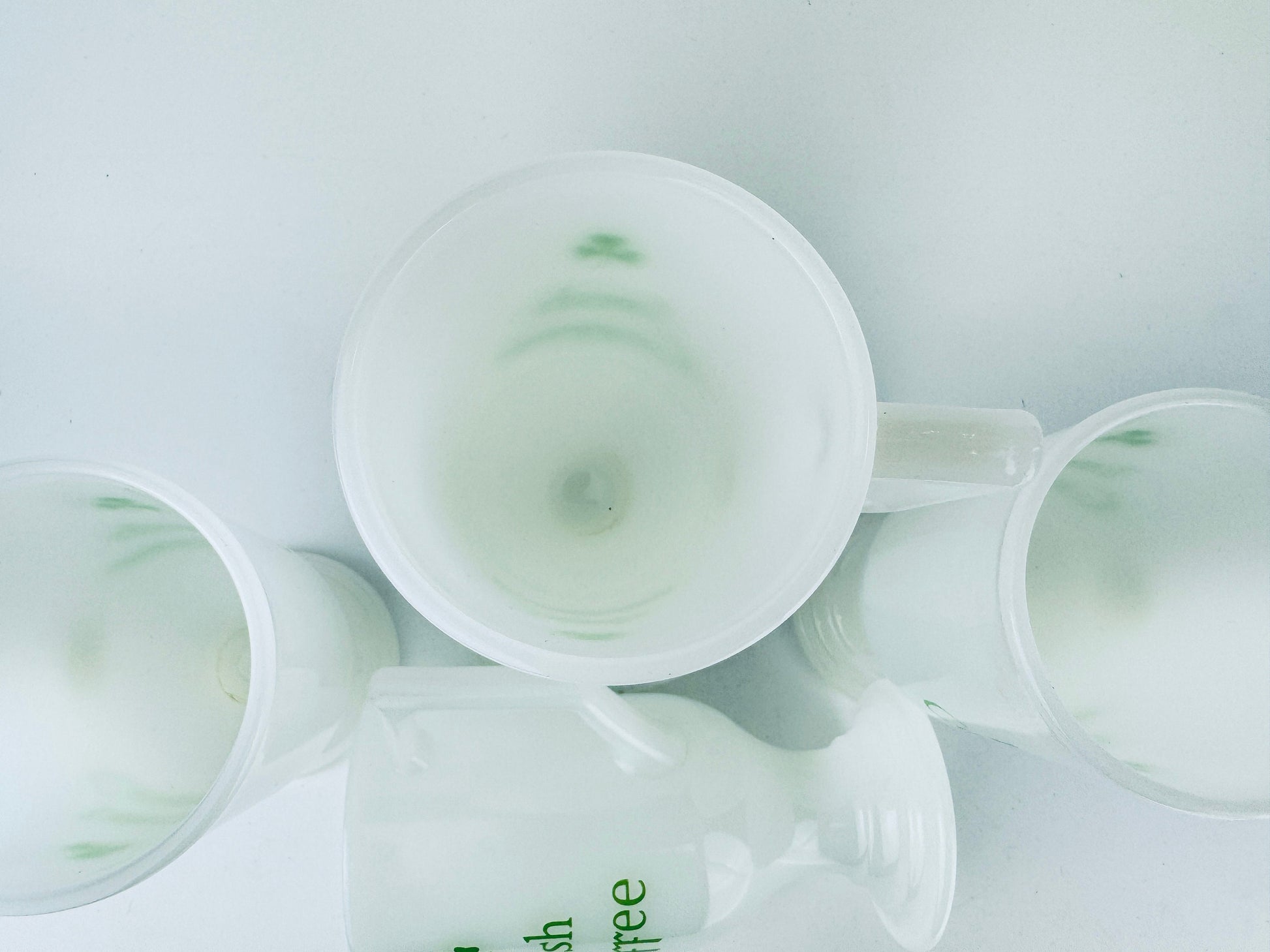 Product image for 'vintage milk glass irish coffee shamrock pedestal mugs set of four 4' (view ee59cc)