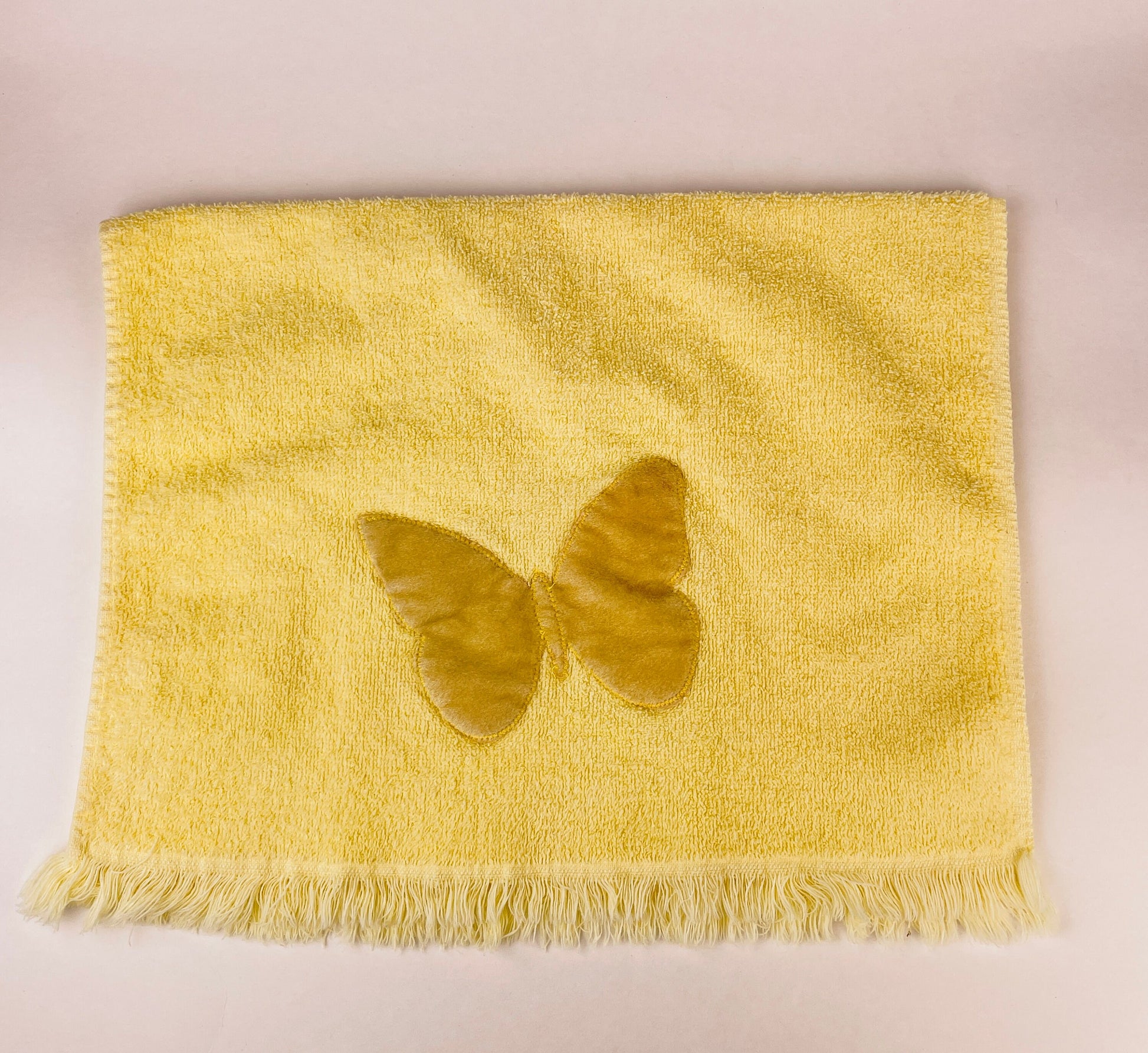 Product image for 'vintage yellow fringe hand towels set of two 2 all cotton made in usa' (view e8a5b8)