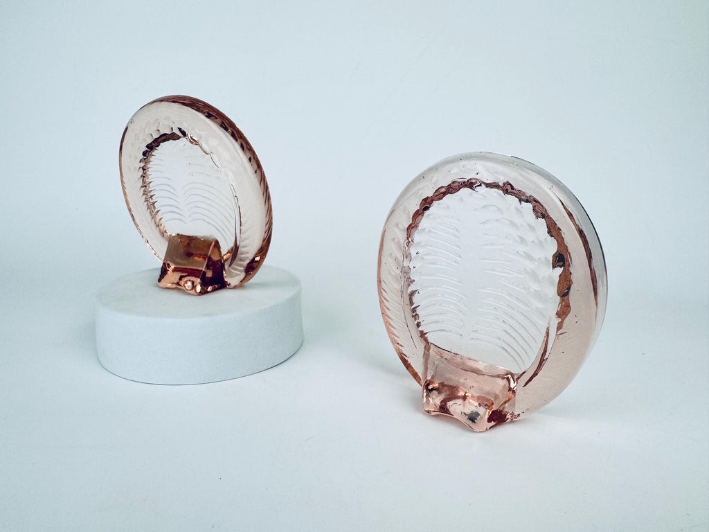 Product image for 'vintage pink glass picture frame oval or round 1980s 90s solid pressed glass vanity frame sold separately' (view 8ceca0)
