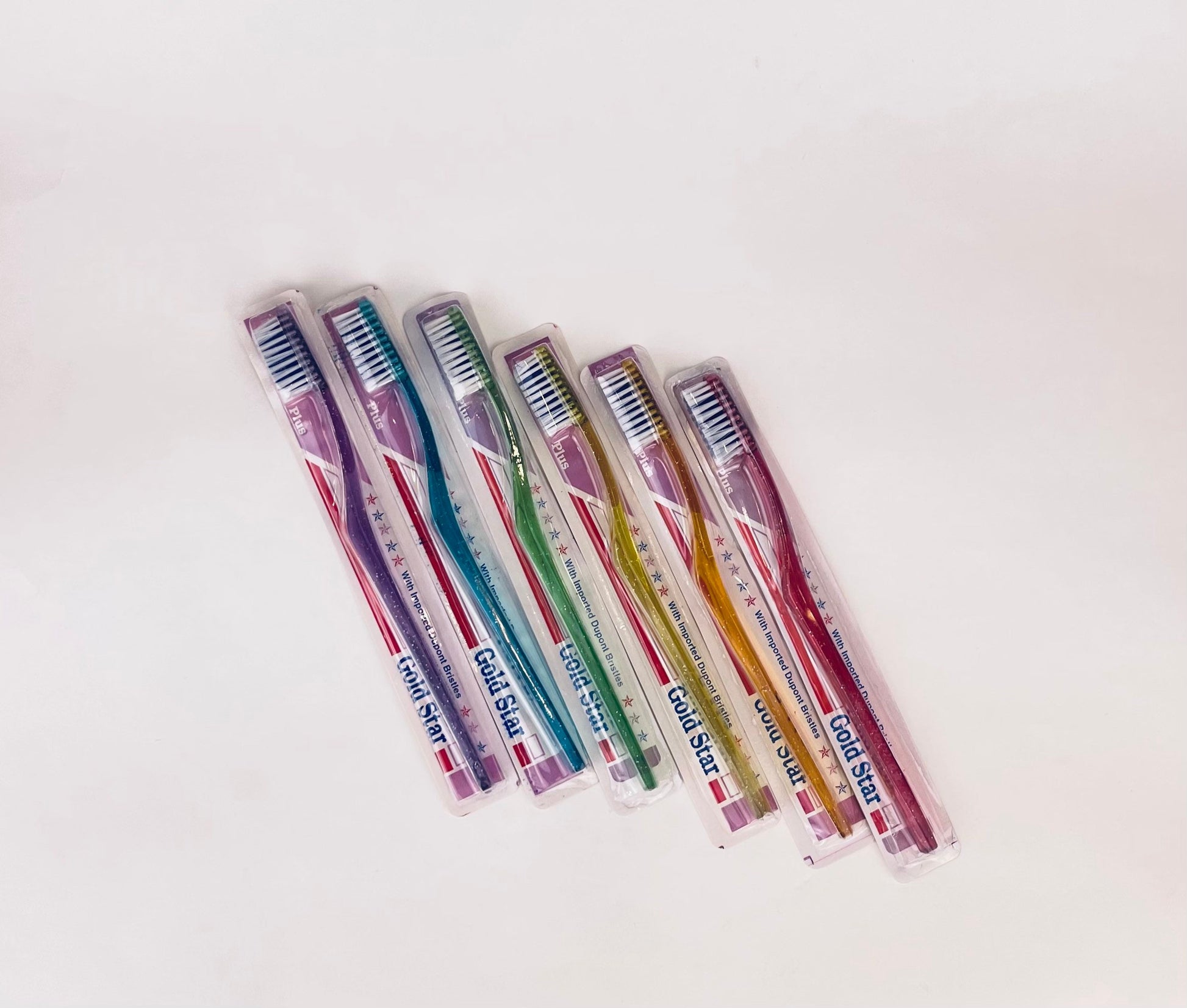 Product image for 'vintage gold star tooth brush new with imported dupont bristles soft medium set of six 6 sets sold separately' (view 766e5d)
