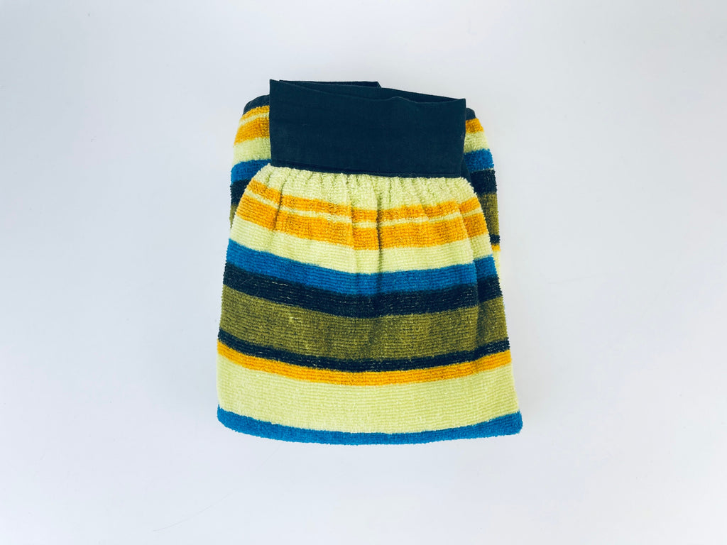 Product image for 'vintage striped green terry cloth towel waist apron black ties' (view 52544a)